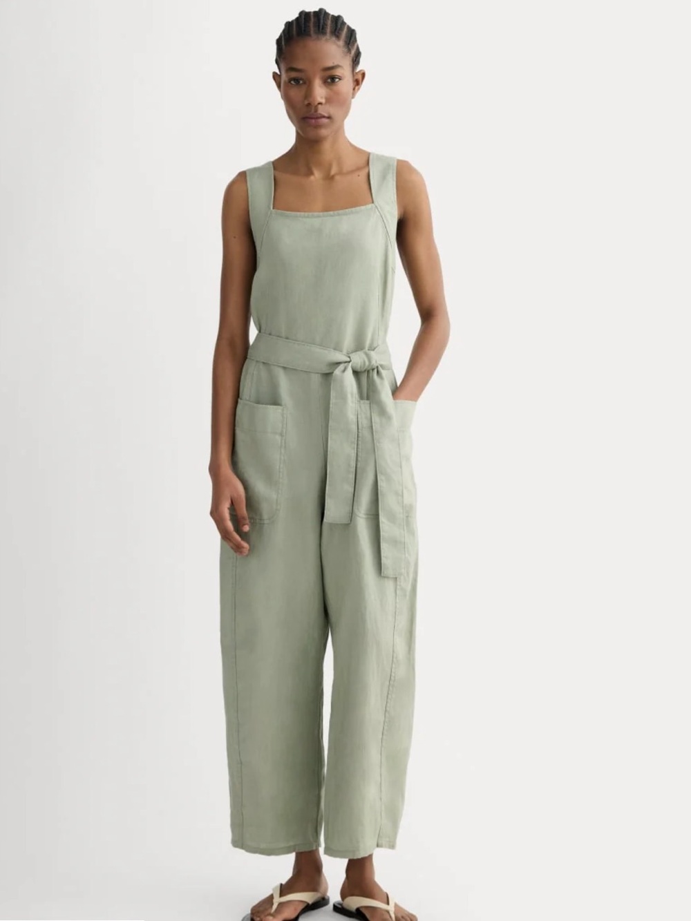 Everlane THE UTILITY COVERALL IN LINEN in Seagrass Size 8 Summer Vacation